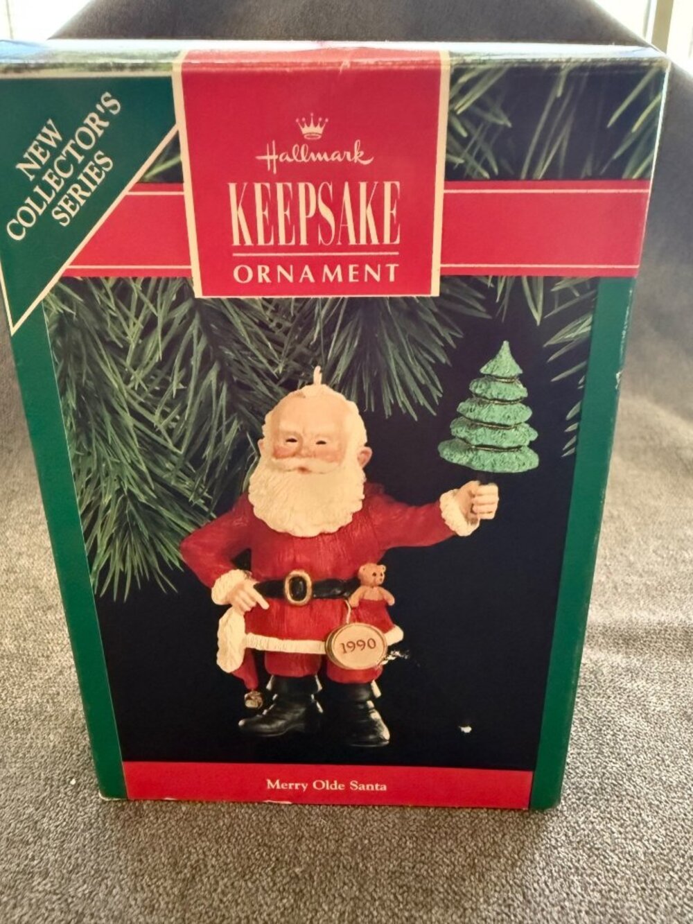 1990 Hallmark Keepsake Ornament titled "Merry Olde Santa" is the first in the co